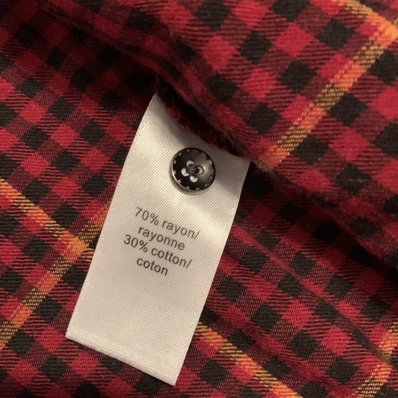 maurices Plaid Button Down Long Sleeve Collared Blouse Red and Black Women’s 0 - Picture 10 of 13